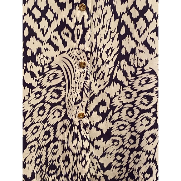 Lilly Pulitzer Sea View Button Down Blouse Shirt Bright Navy‎ Pineapple P… - Picture 6 of 14